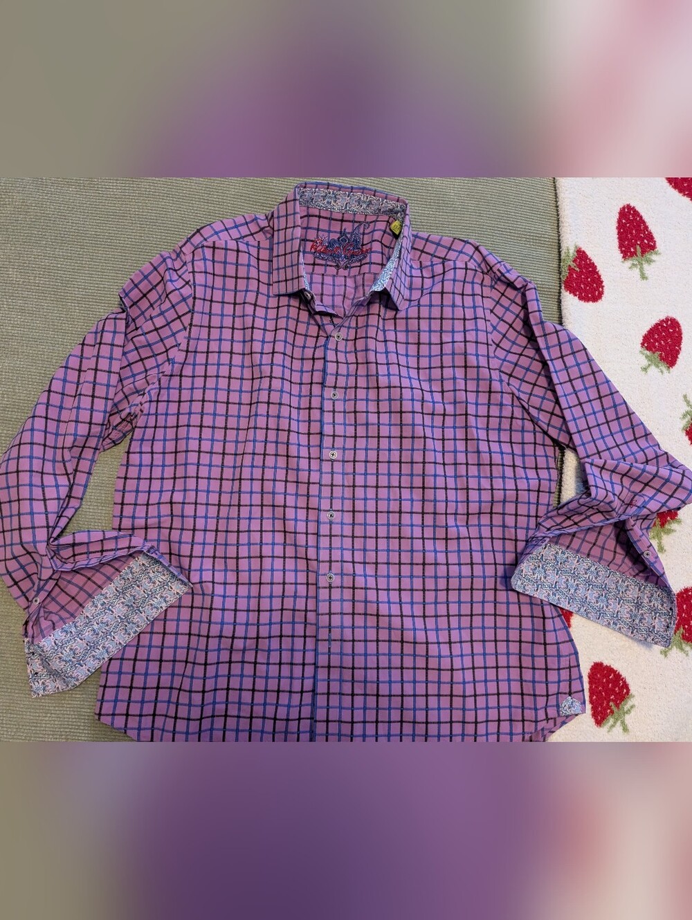Robert Graham Dress Shirt Purple Blue Size 2XL